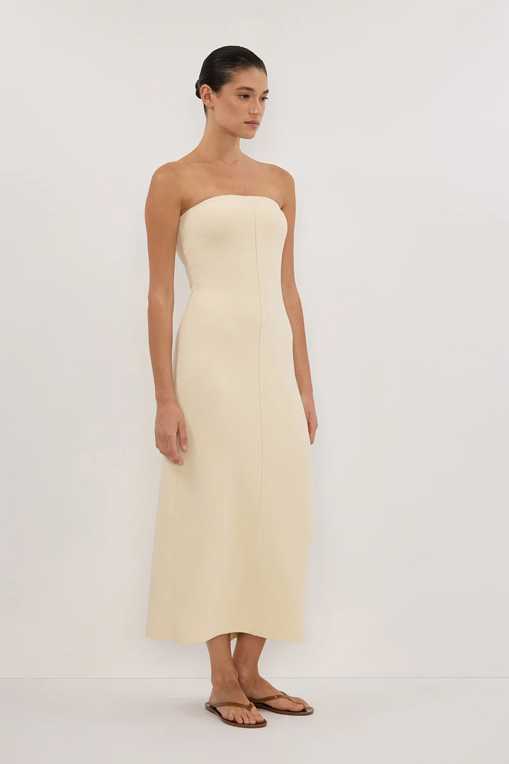 OWEN CREAM CREPE BANDEAU DRESS - Gamepaces