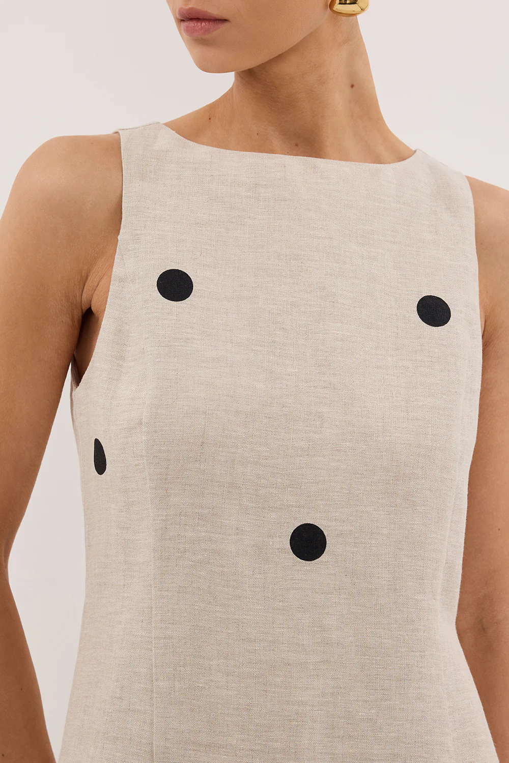BEVERLY NATURAL SPOT LINEN MINI DRESS - Gamepaces