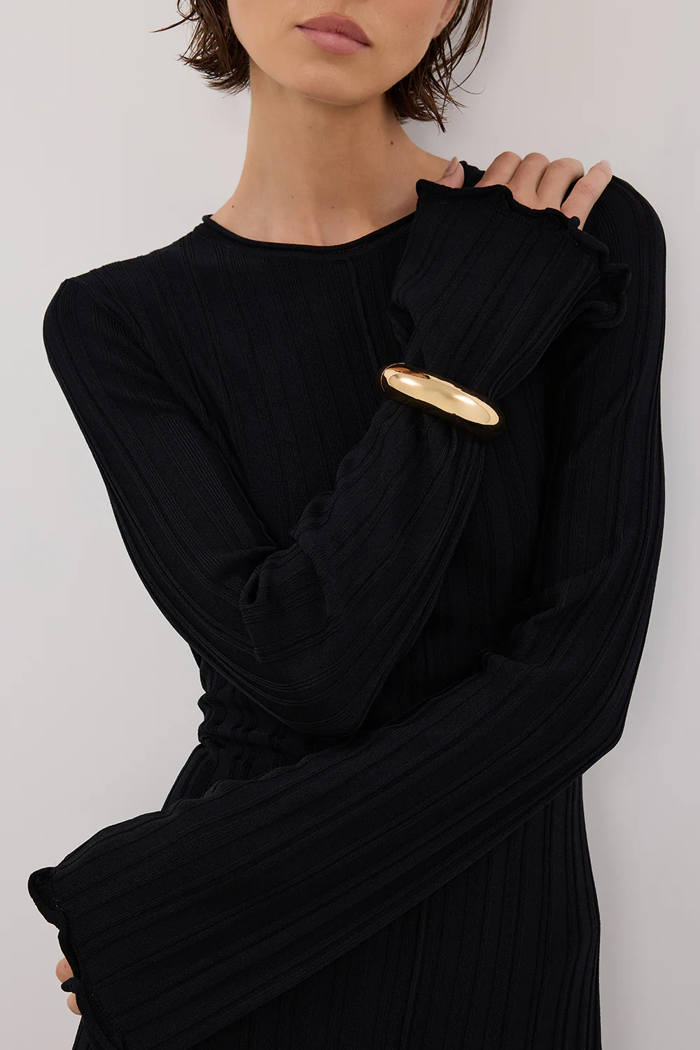 SYLVIA BLACK KNIT MIDI DRESS - Gamepaces