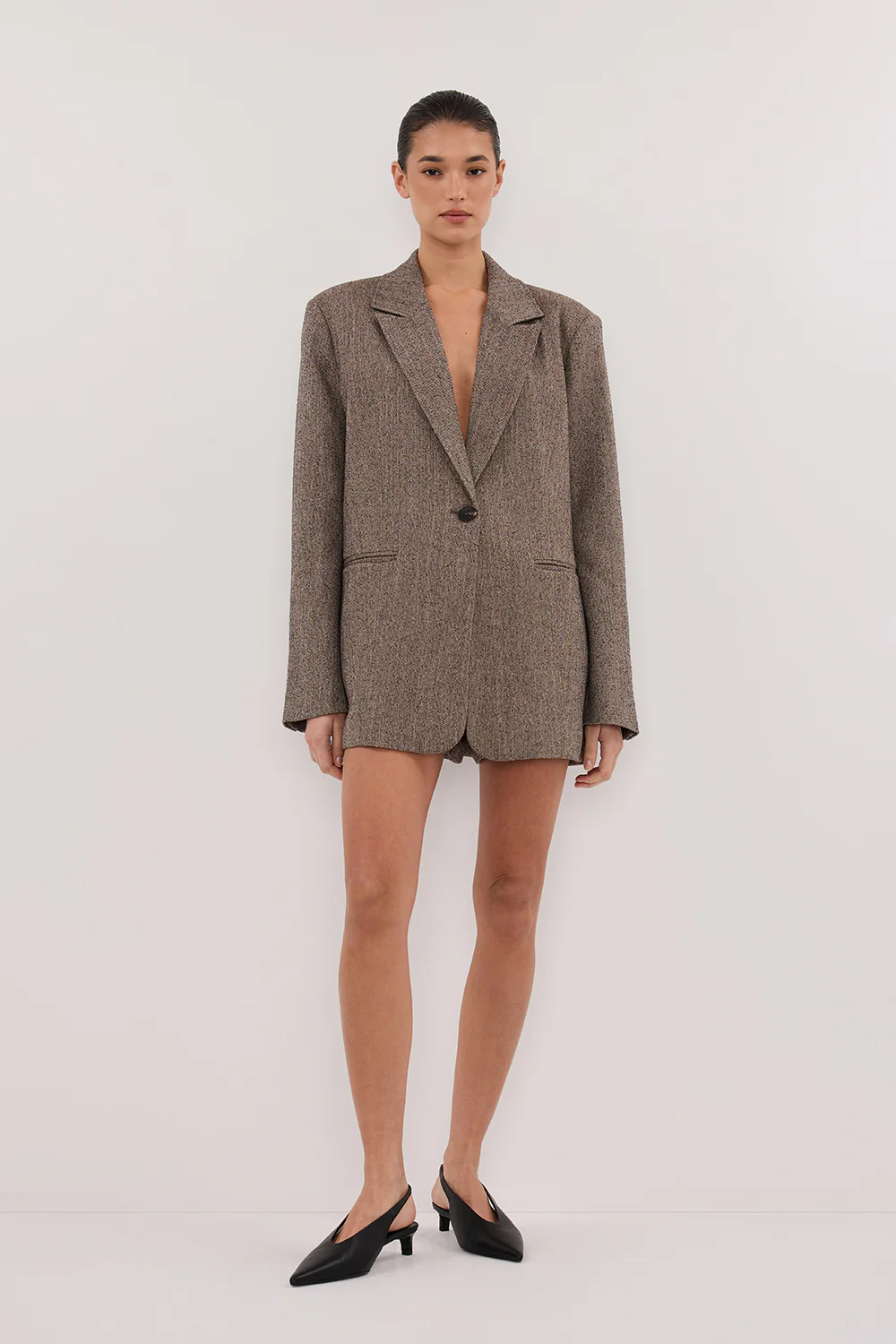 FRANKIE CHOC OVERSIZED TWEED BOYFRIEND BLAZER - Gamepaces