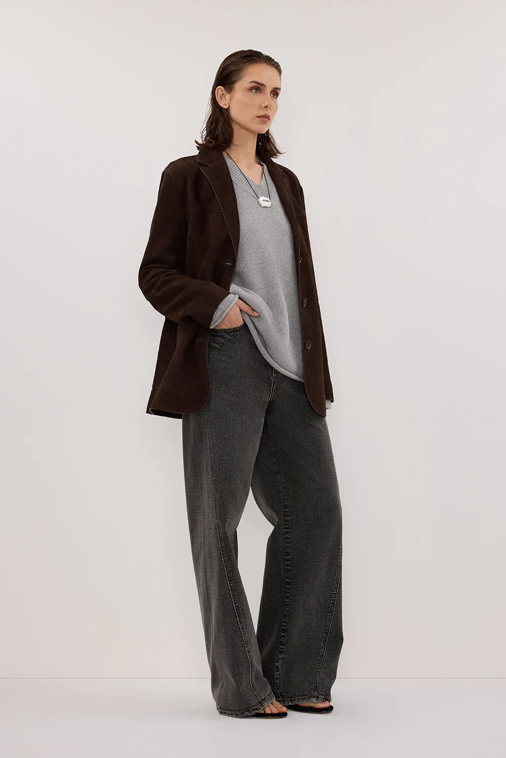 HENDRIX BITTER CHOC OVERSIZED SUEDE LEATHER JACKET - Gamepaces