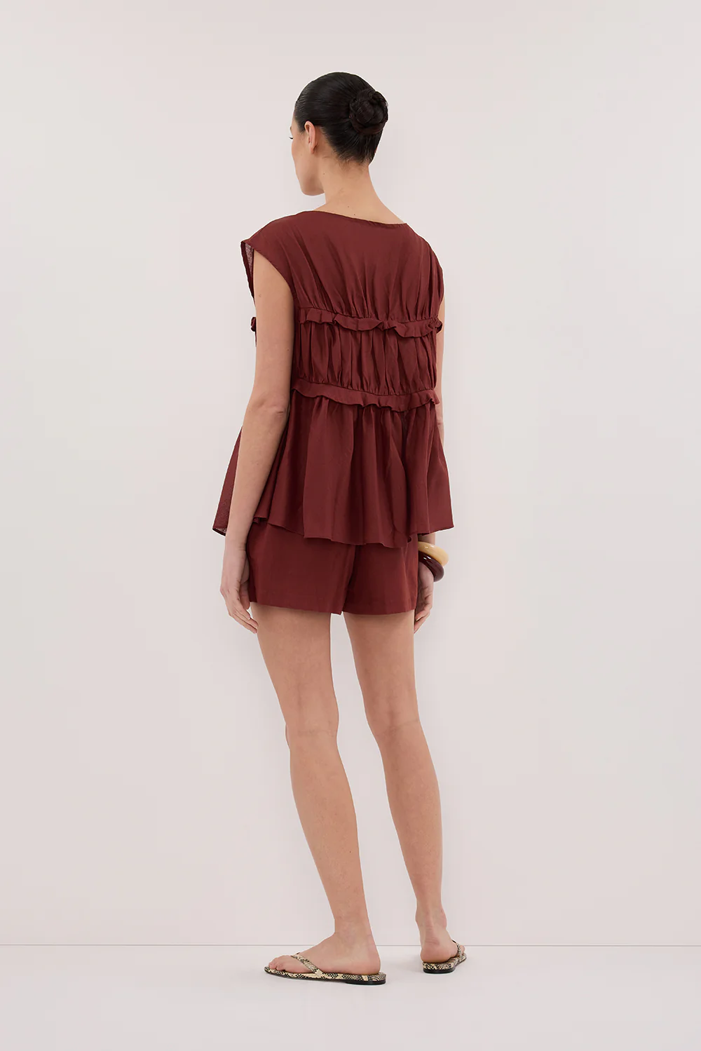 QUINN SAHARA LINEN RUFFLE TOP - Gamepaces