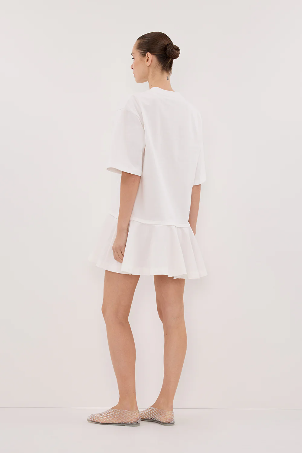 NOAH WHITE SHORT SLEEVE RUFFLE MINI DRESS - Gamepaces