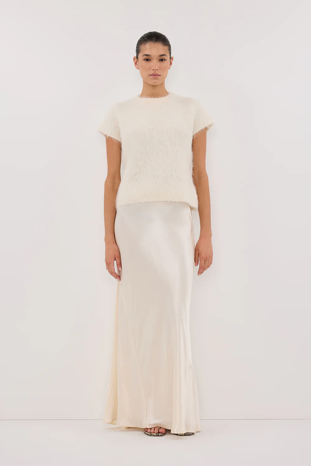 CHARLI CREAM SATIN MAXI SKIRT - Gamepaces