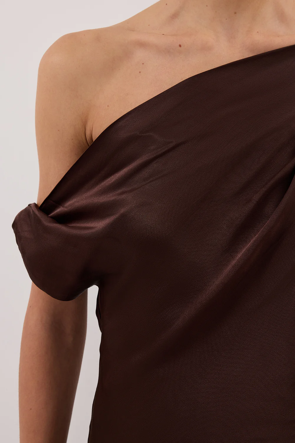 EVE BITTER CHOC ASYM SATIN TOP - Gamepaces