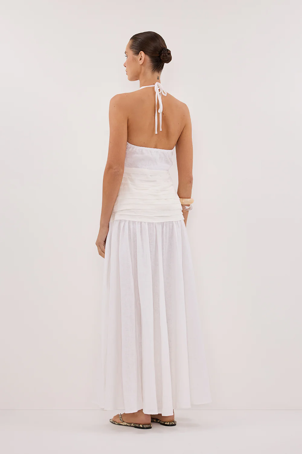 HALLIE WHITE LINEN MIDI SKIRT - Gamepaces
