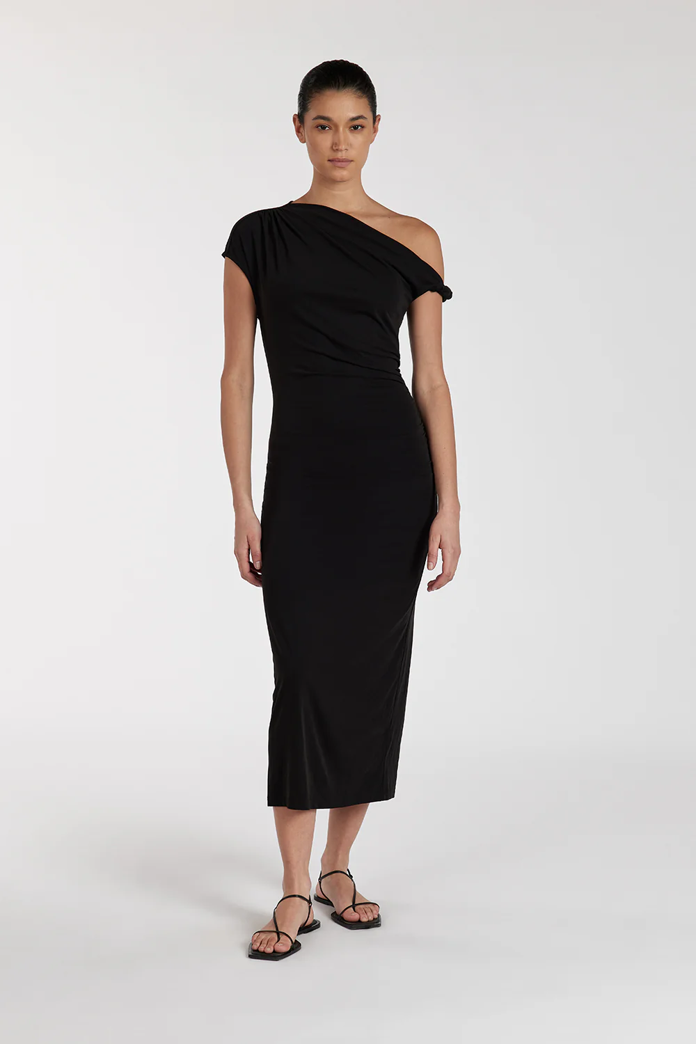 RIO WASHED BLACK DRAPED MAXI DRESS - Gamepaces