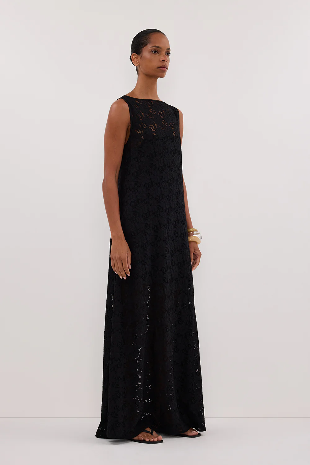 LOULA BLACK LACE MIDI DRESS - Gamepaces