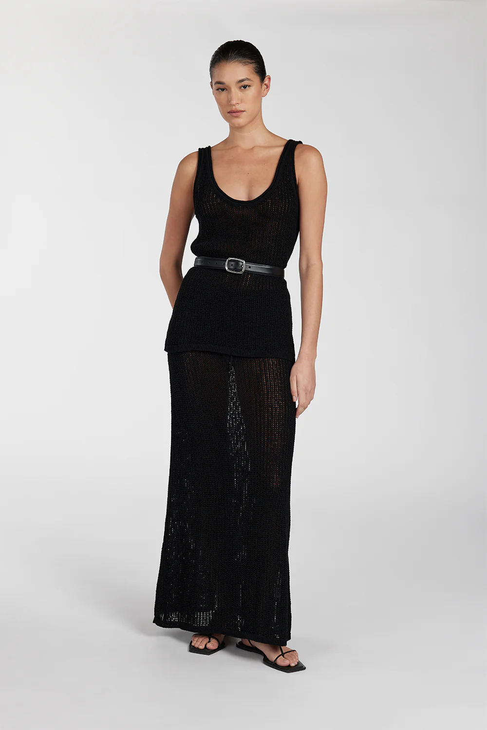 MARGOT BLACK SCOOP CROCHET TANK - Gamepaces