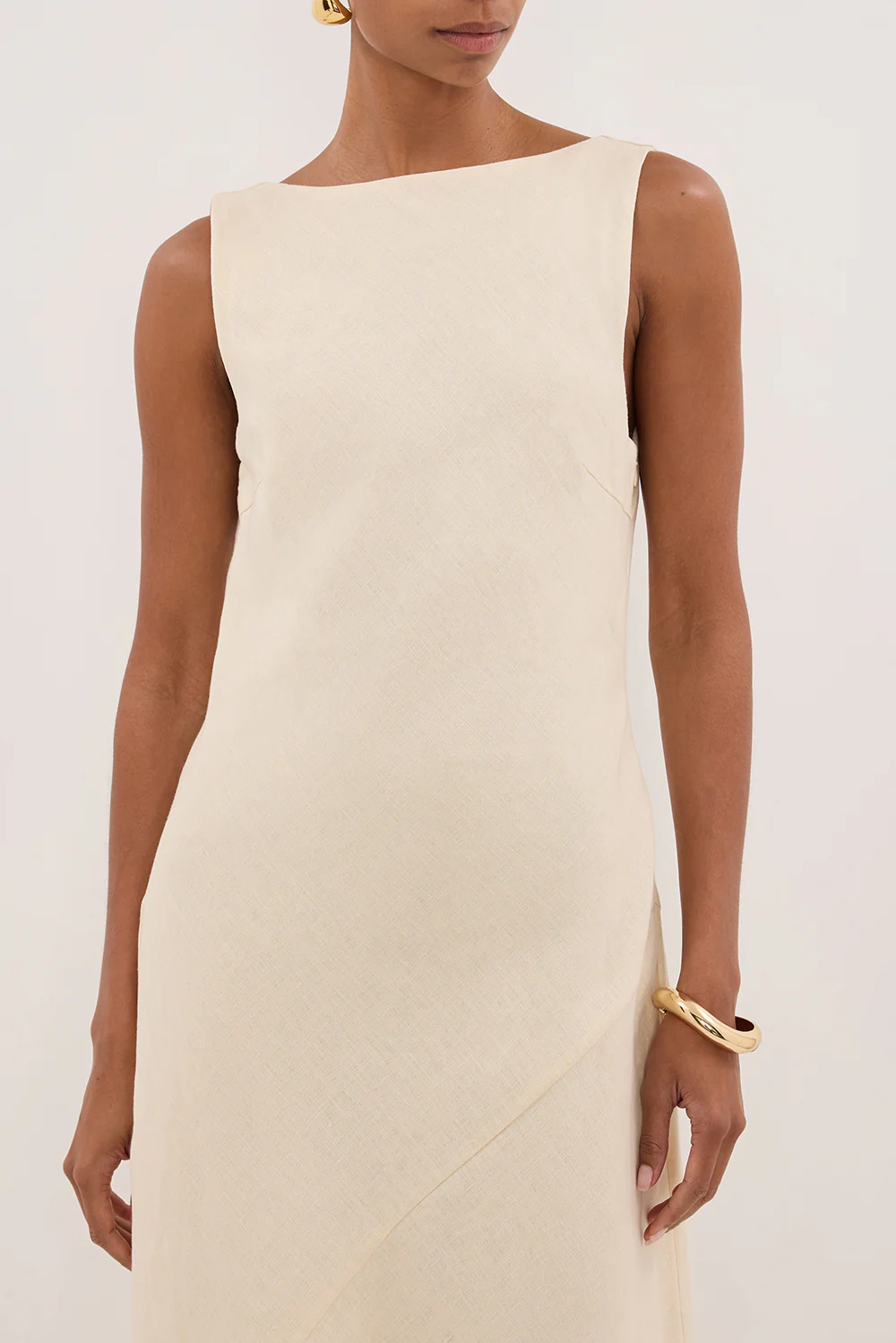 LACY STRAW SLEEVELESS LINEN MIDI DRESS - Gamepaces