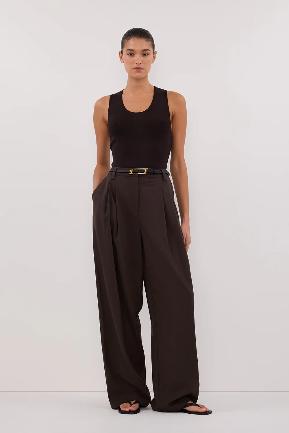 DEVIN BITTER CHOC RACER KNIT TANK - Gamepaces