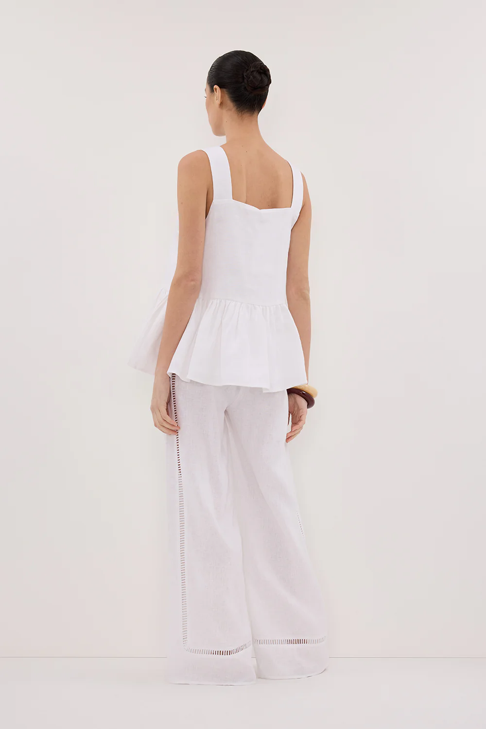 DAISY WHITE LINEN PEPLUM TOP - Gamepaces
