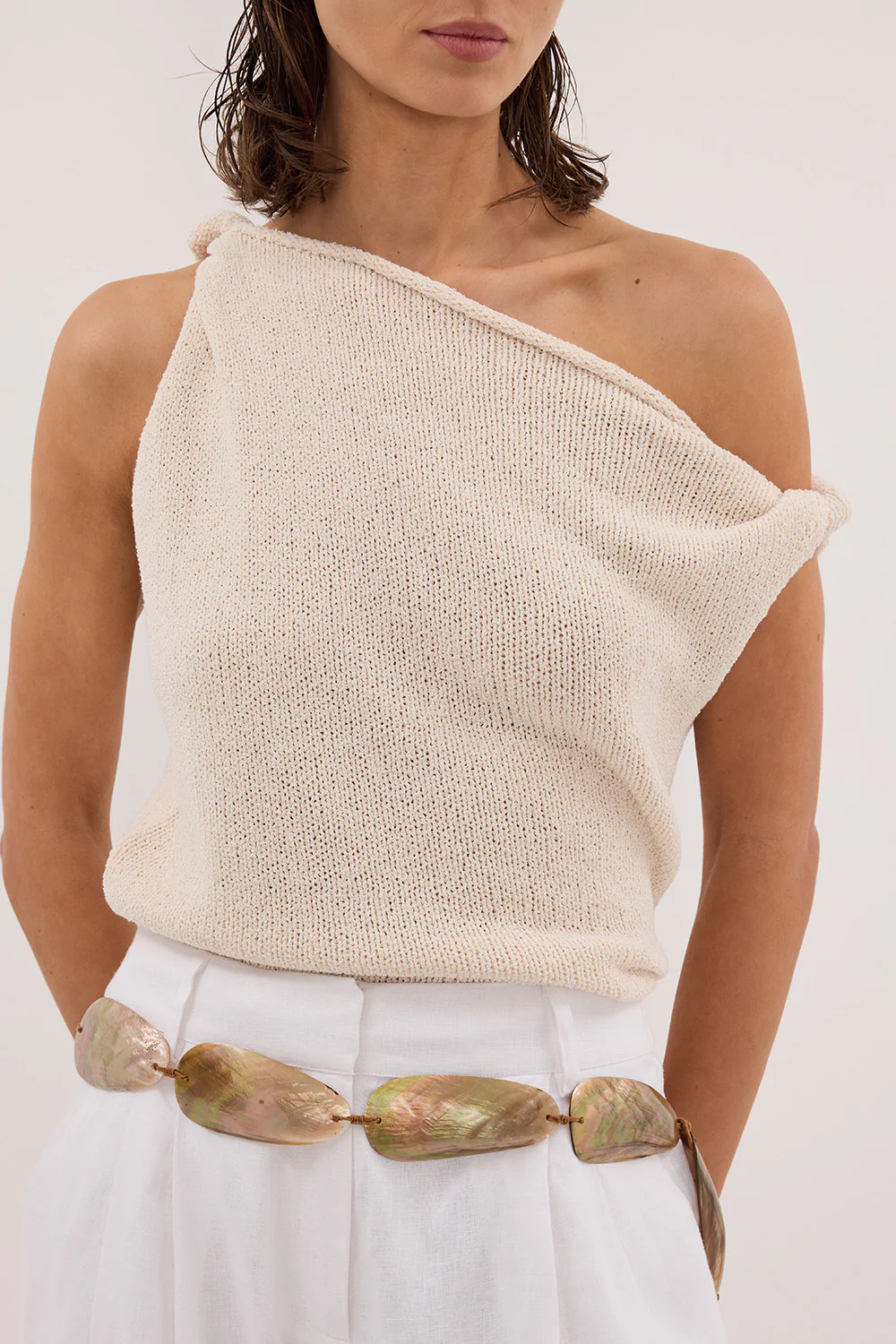 KARA SANDSTONE ASYM KNIT TOP - Gamepaces
