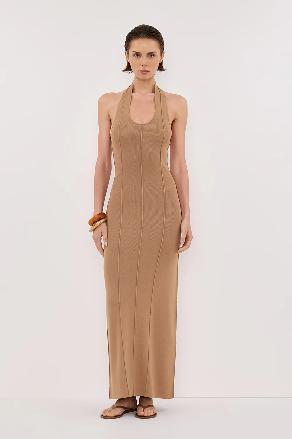 LISS TAN HALTER MAXI DRESS - Gamepaces