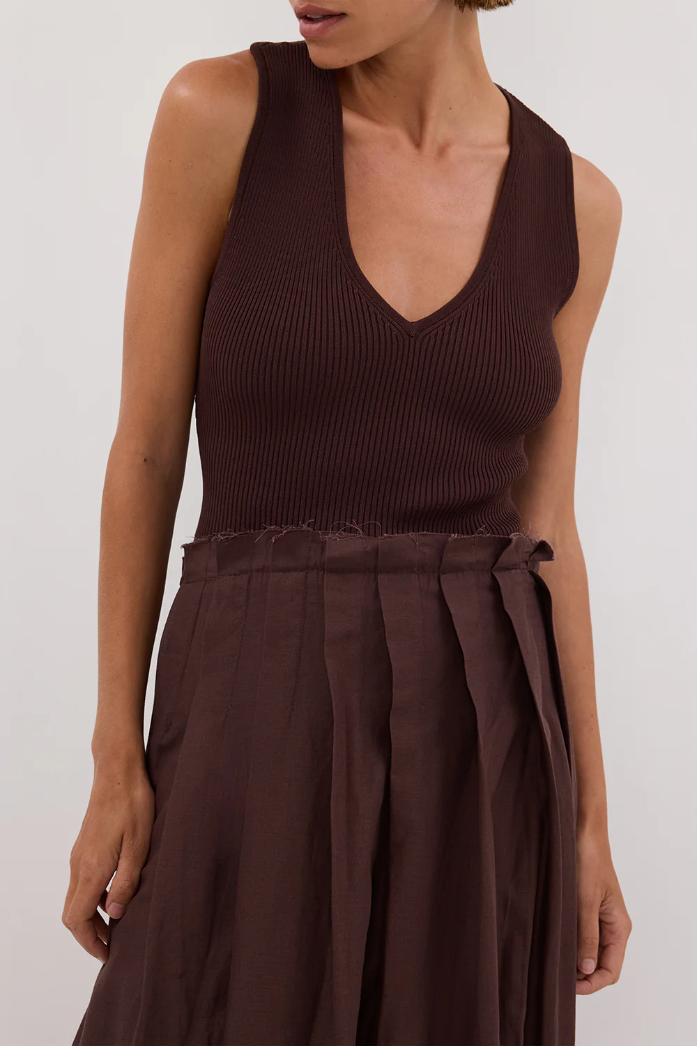 HOLLY BITTER CHOC HYBRID MIDI DRESS - Gamepaces