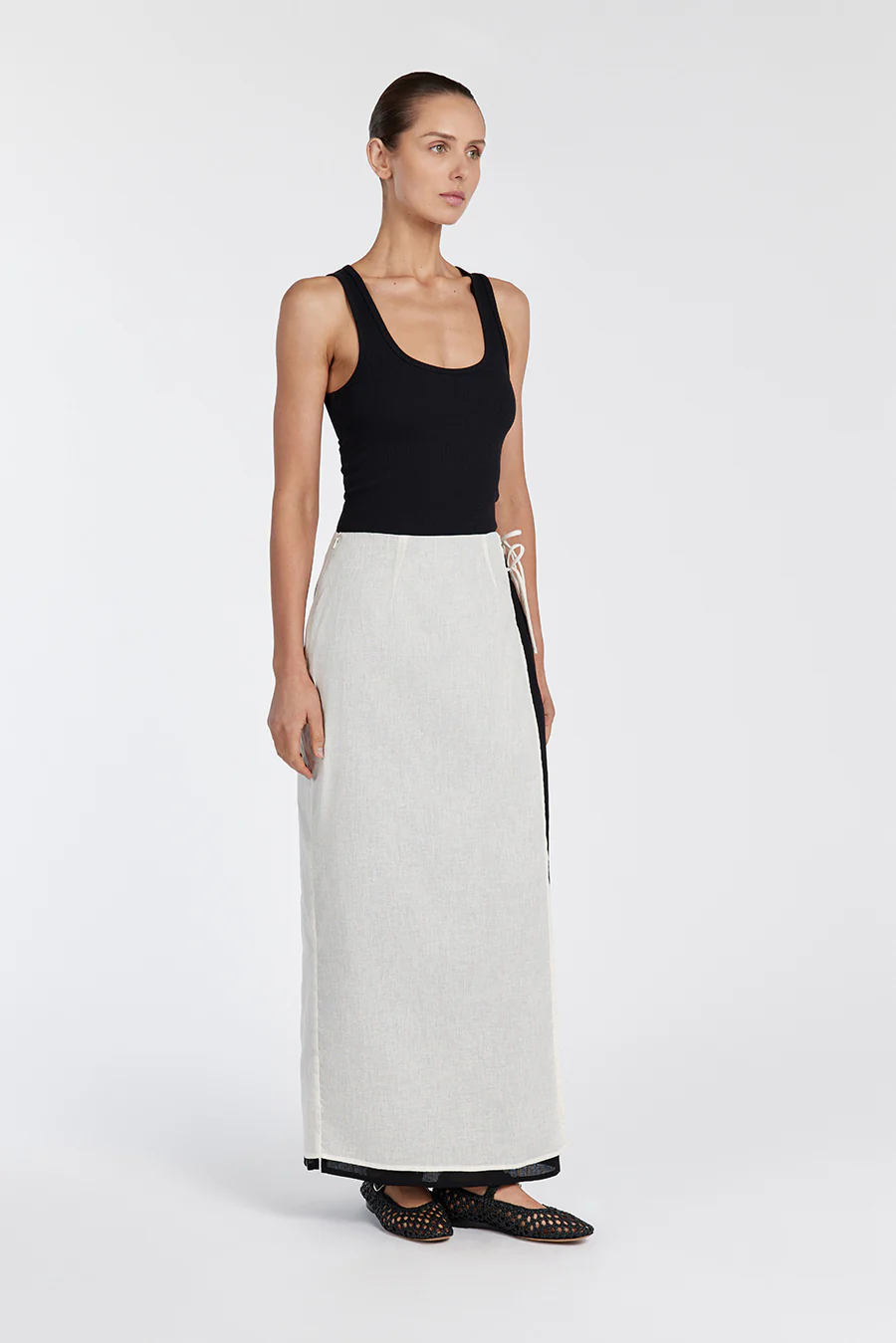 MEGAN CREAM/BLACK WRAP SKIRT - Gamepaces