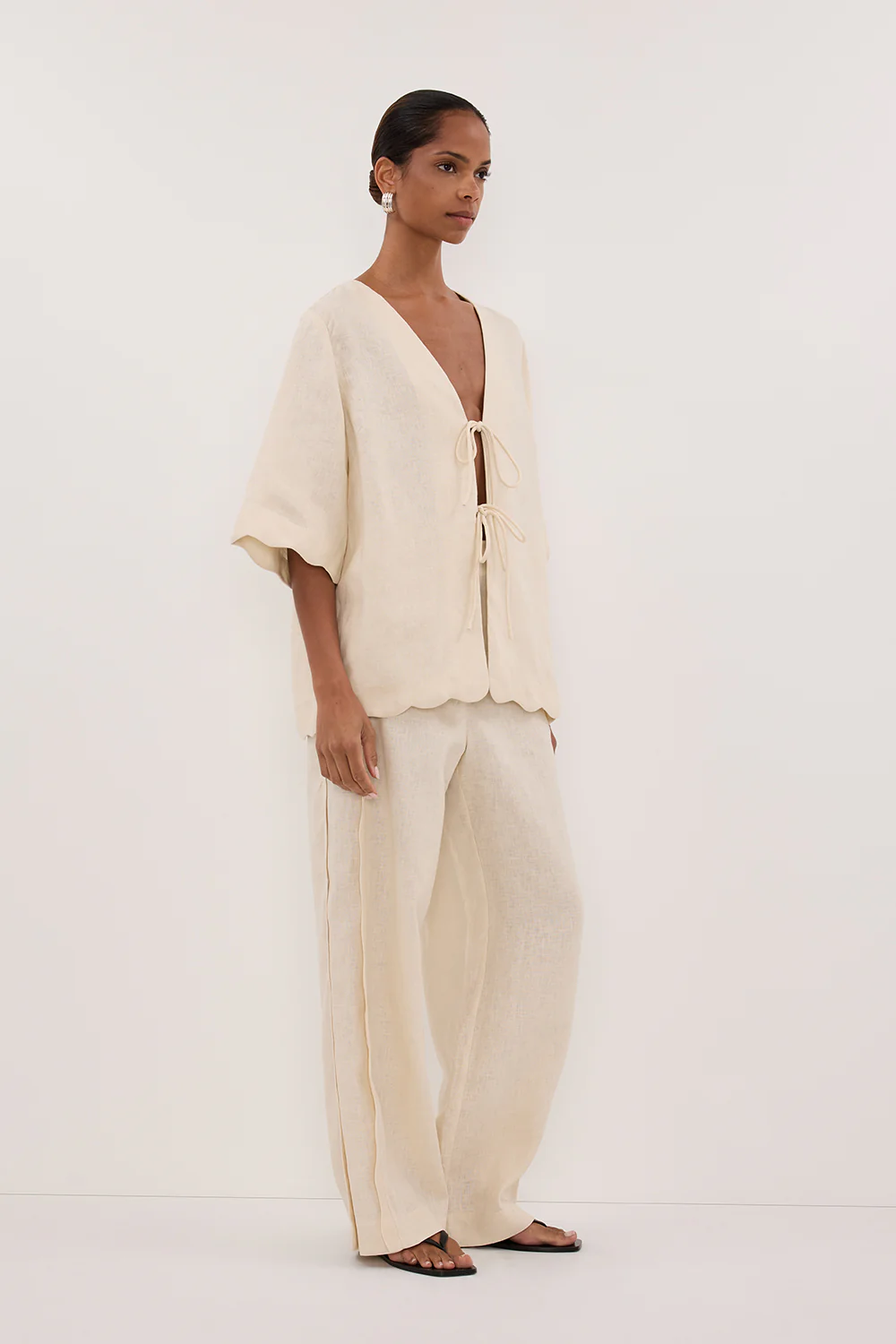 LELA SANDSTONE LINEN PANT - Gamepaces