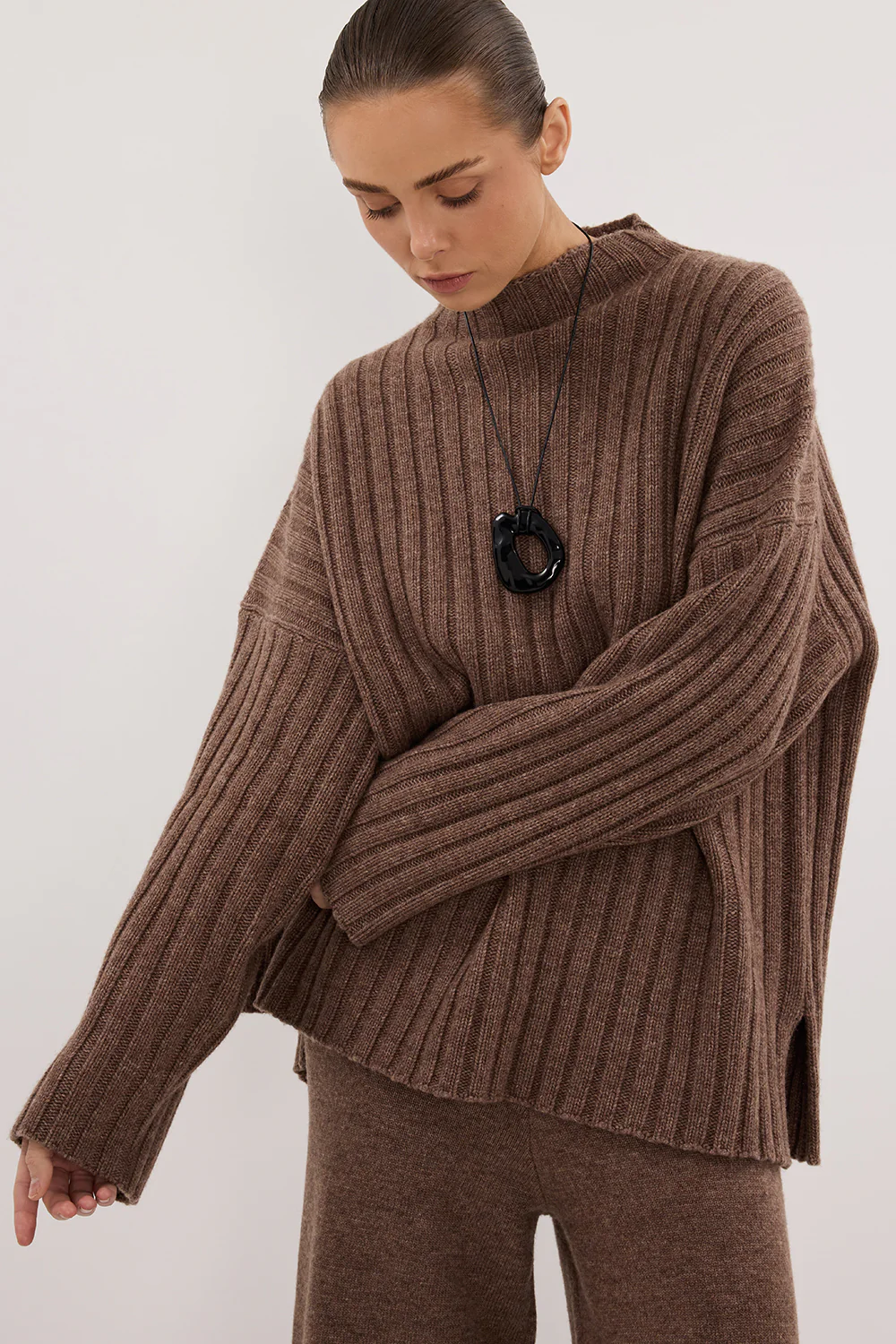 TUCSON MOCHA HIGH NECK KNIT JUMPER - Gamepaces