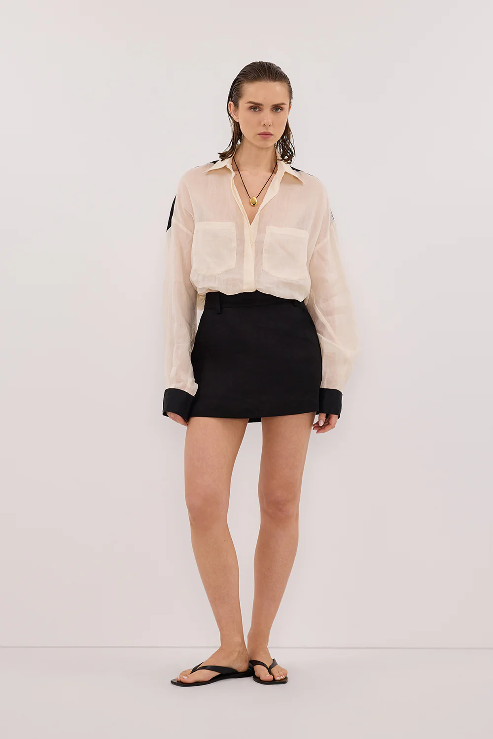 EVIE BLACK LINEN SKORT - Gamepaces