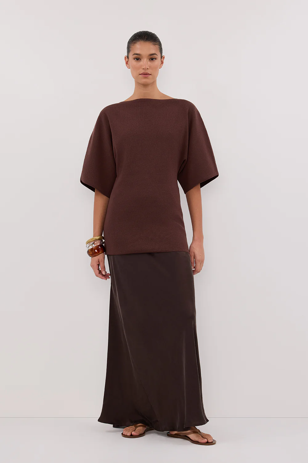 LIA WALNUT SLEEVED KNIT TOP - Gamepaces