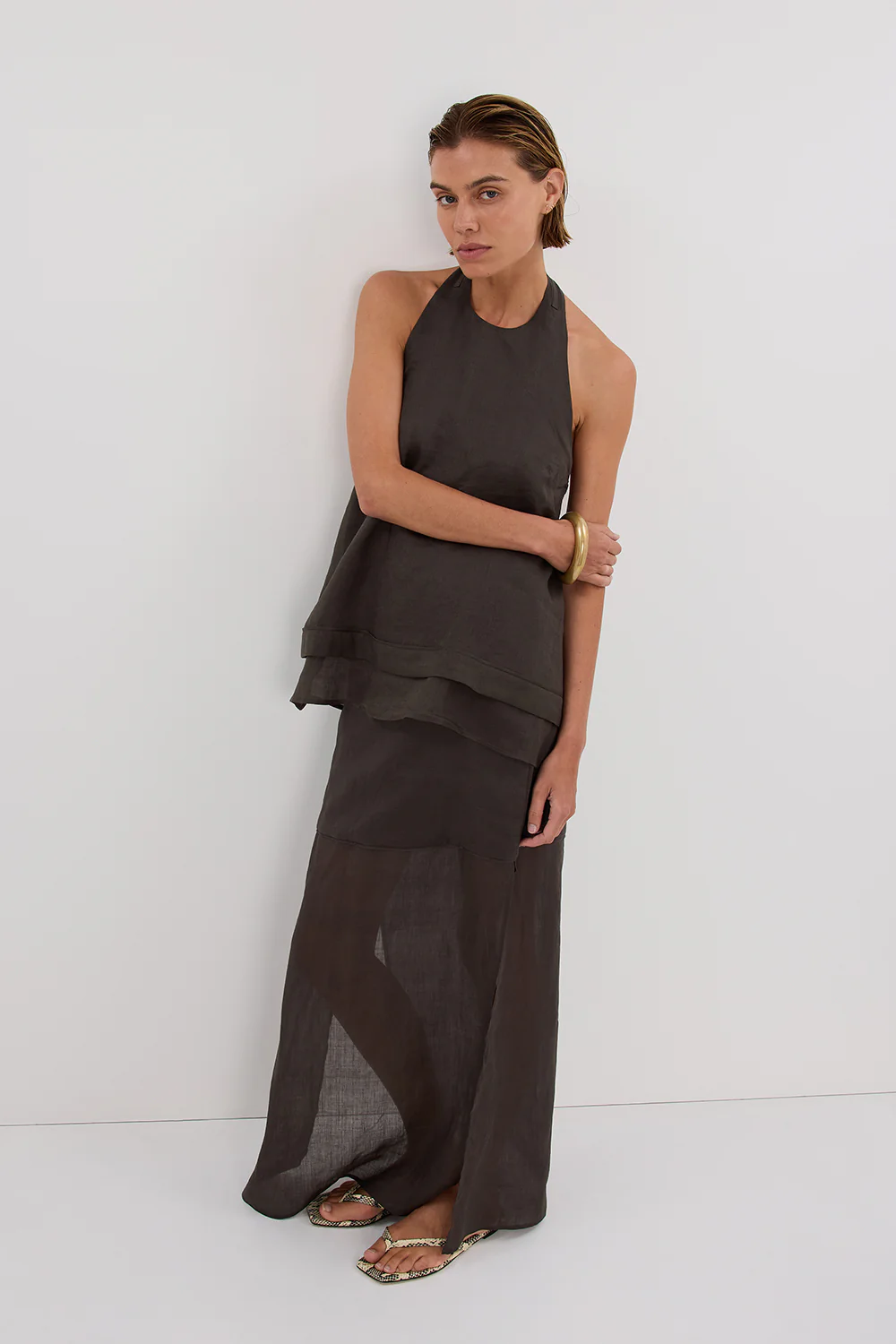 CARMEL PETROL RAMIE HALTER TOP - Gamepaces