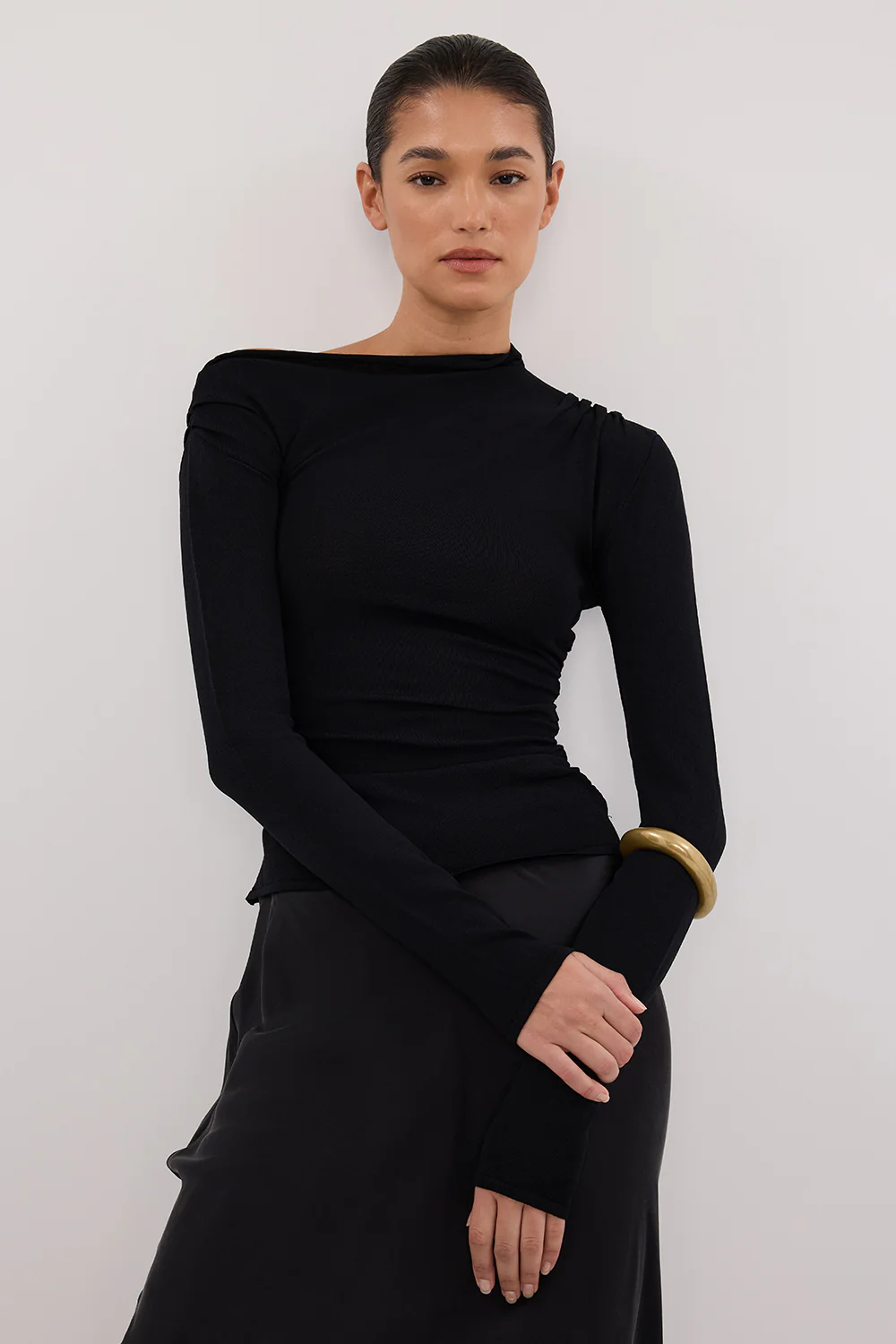 ARIEL BLACK LONG SLEEVE KNIT TOP - Gamepaces