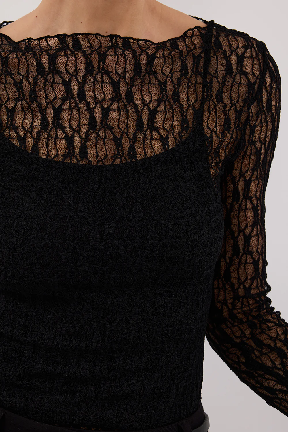 LIZZIE BLACK LACE LONG SLEEVE TOP - Gamepaces