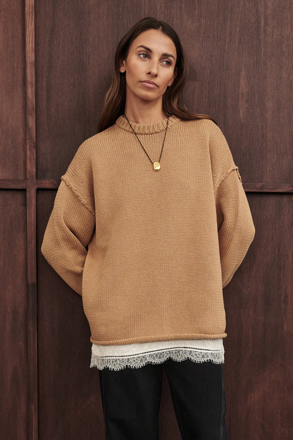 ROY WHEAT LONGLINE KNIT JUMPER - Gamepaces