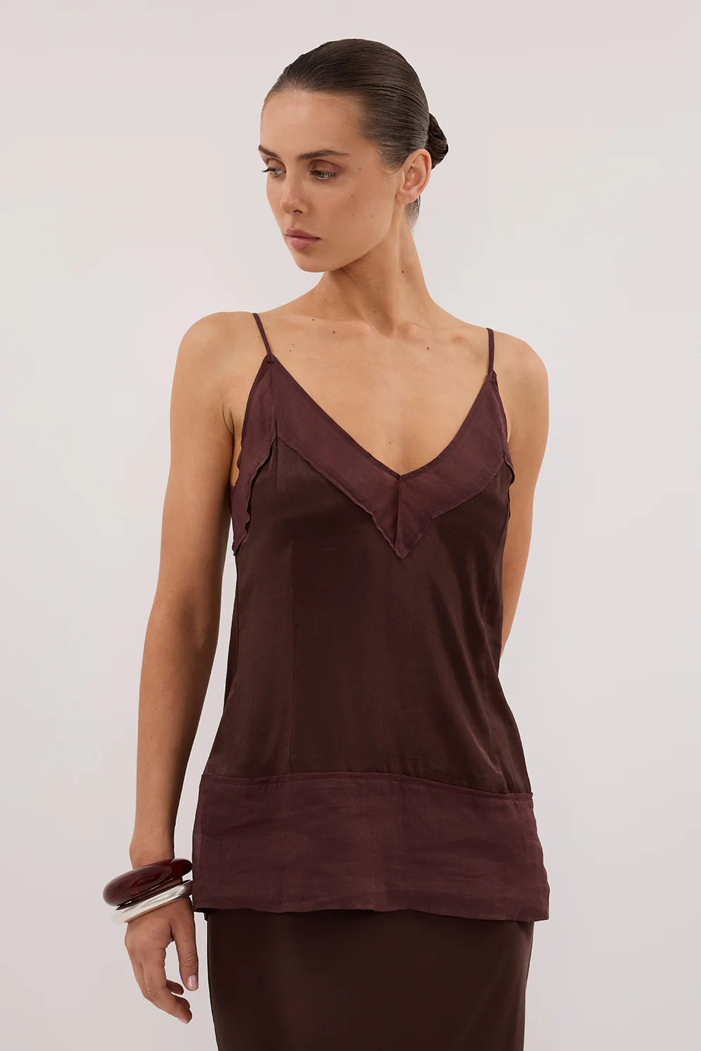 JUDE CHOC SATIN RAMIE CAMI TOP - Gamepaces