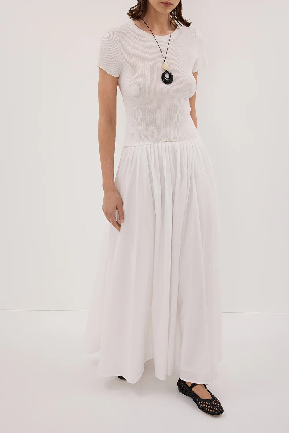 MARINA OFF WHITE MIDI SKIRT - Gamepaces
