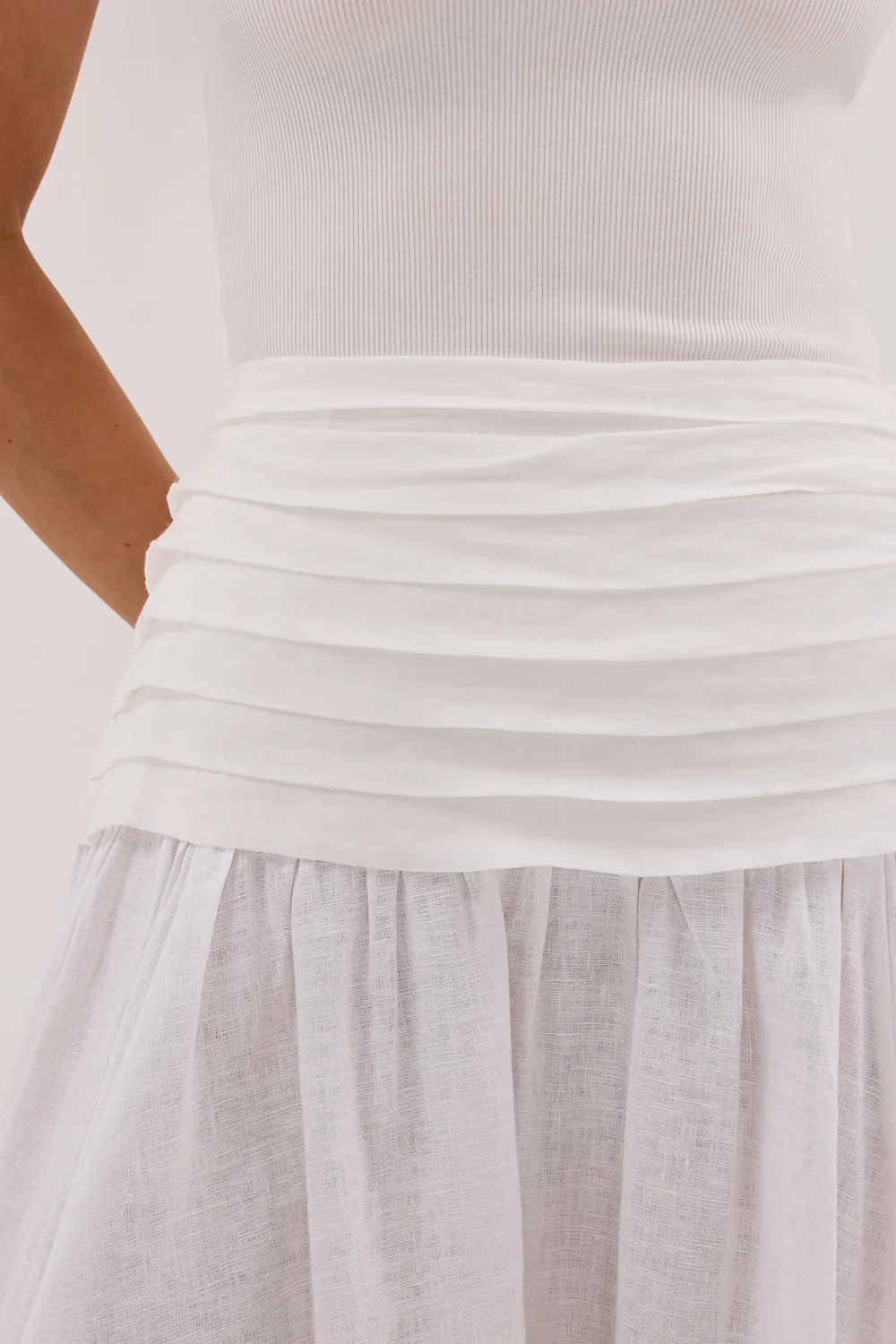 HALLIE WHITE LINEN MIDI SKIRT - Gamepaces