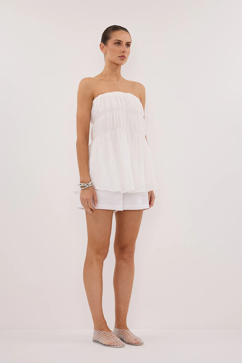 ARTIE WHITE RAMIE STRAPLESS TOP - Gamepaces