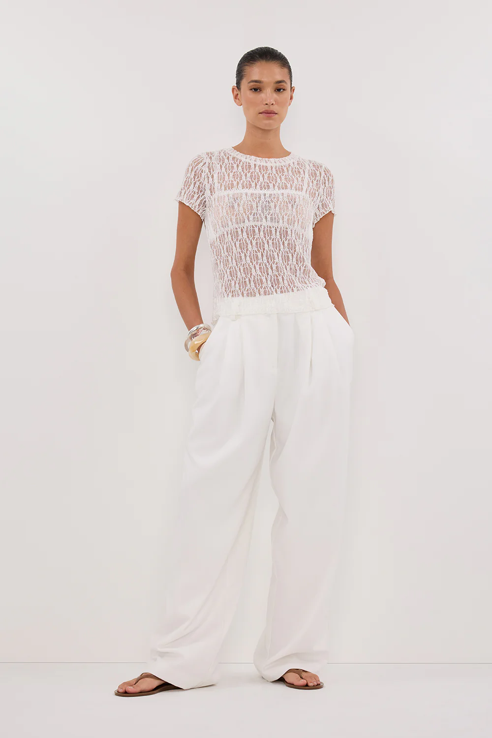 LIZZIE WHITE LACE CAP SLEEVE TOP - Gamepaces
