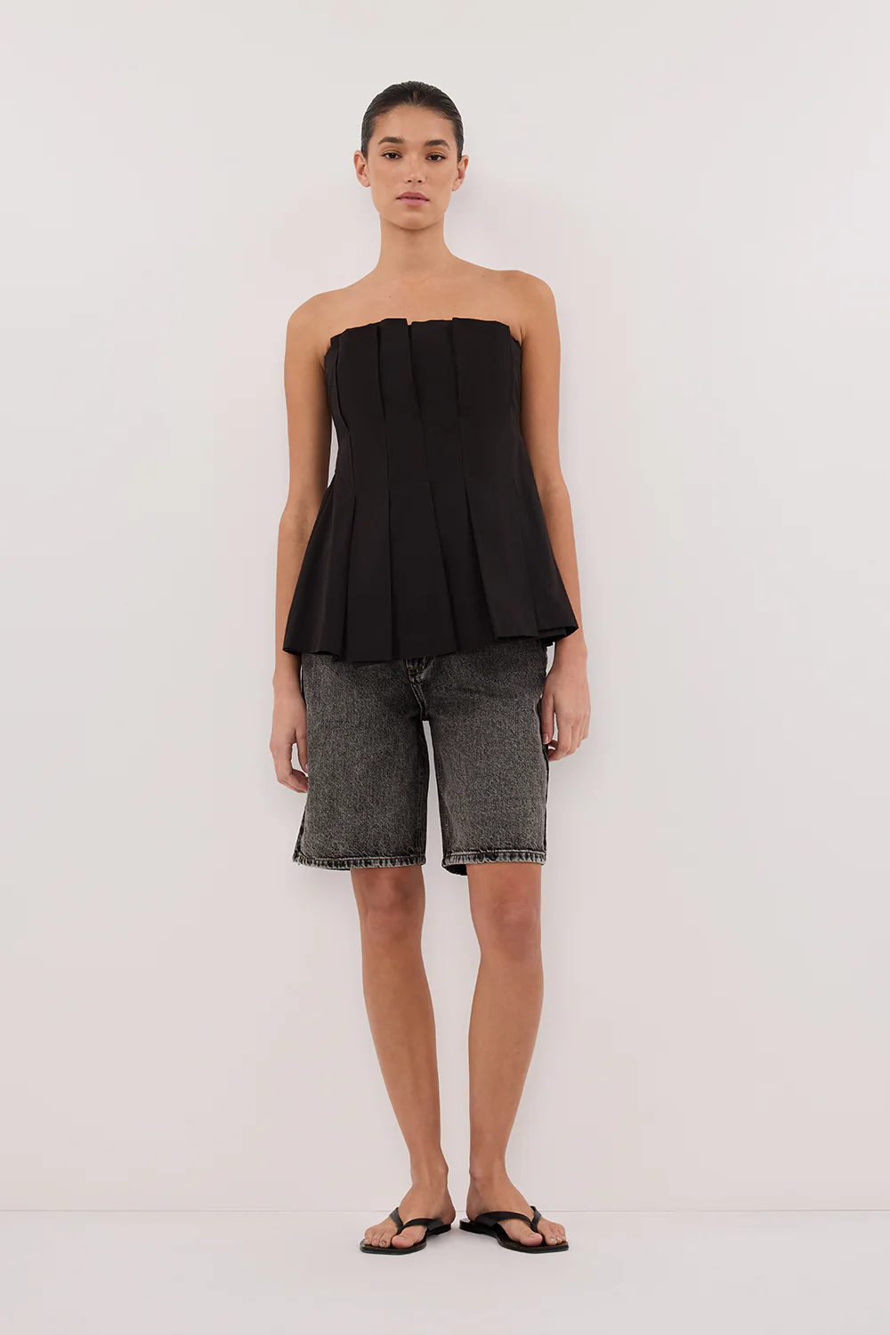 BAMBI WASHED BLACK BERMUDA DENIM SHORT - Gamepaces