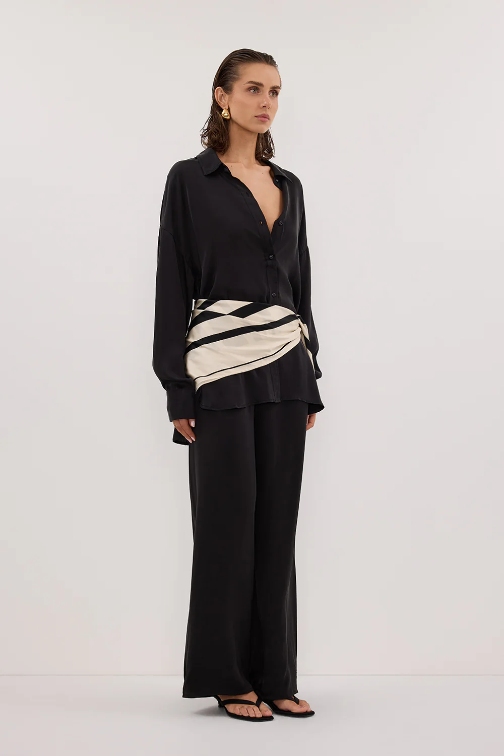 PERCY BLACK SILK LONG SLEEVE SHIRT - Gamepaces