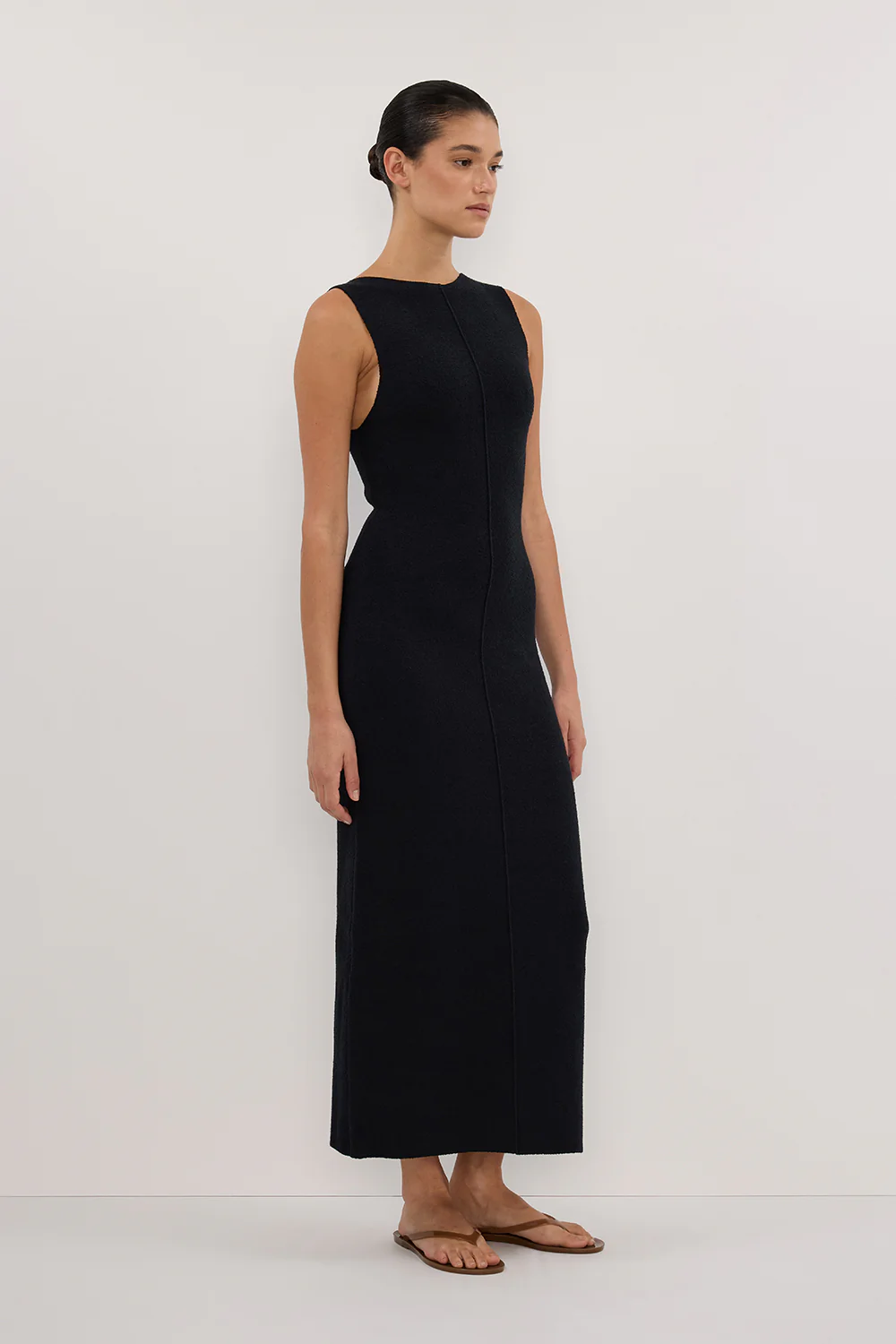 OWEN BLACK CREPE KNIT MIDI DRESS - Gamepaces
