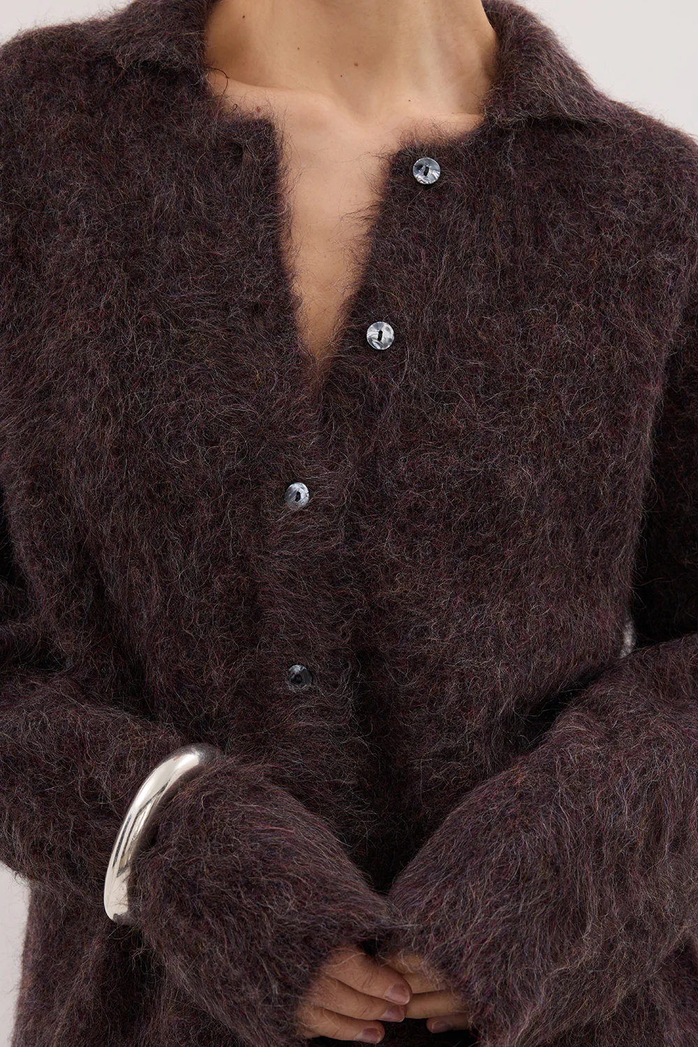 SALMA WINE POLO NECK KNIT CARDIGAN - Gamepaces