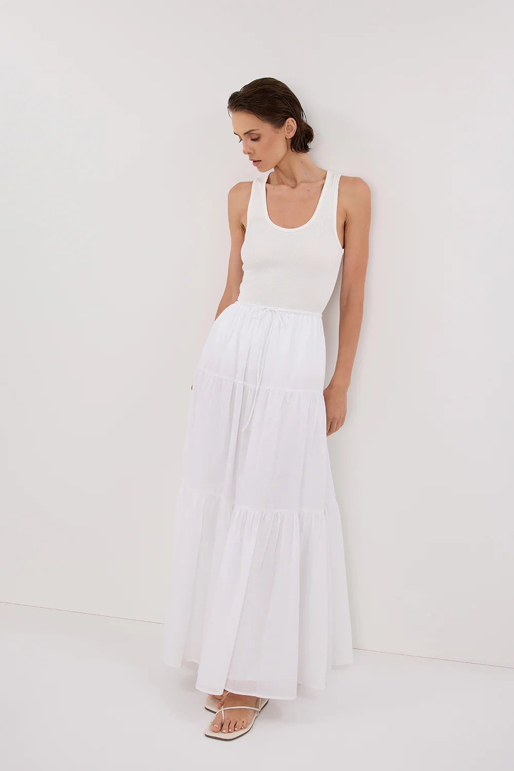 FLETCHER WHITE TIERED MAXI SKIRT - Gamepaces