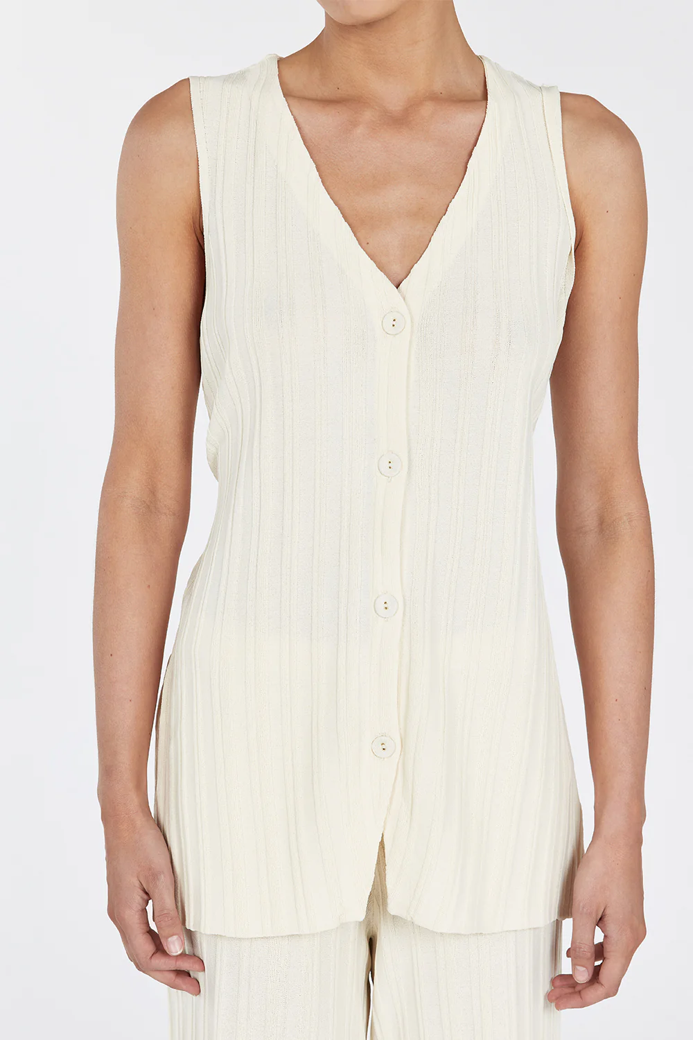 SYLVIA CREAM LONGLINE VEST - Gamepaces