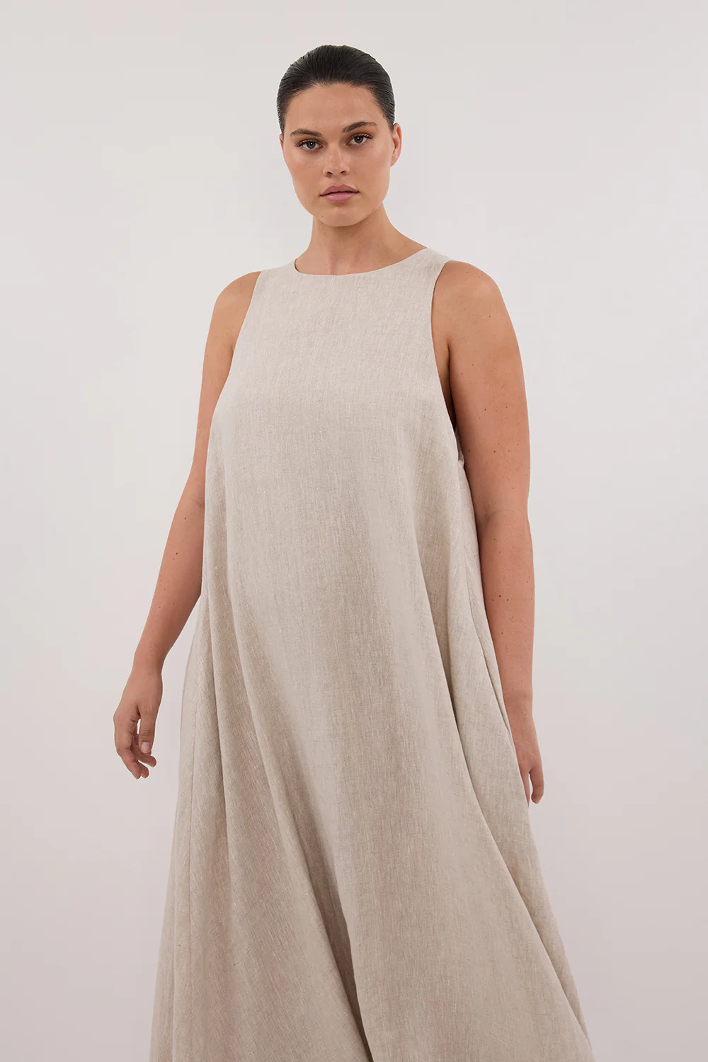 ISABELLE NATURAL LINEN MIDI DRESS - Gamepaces
