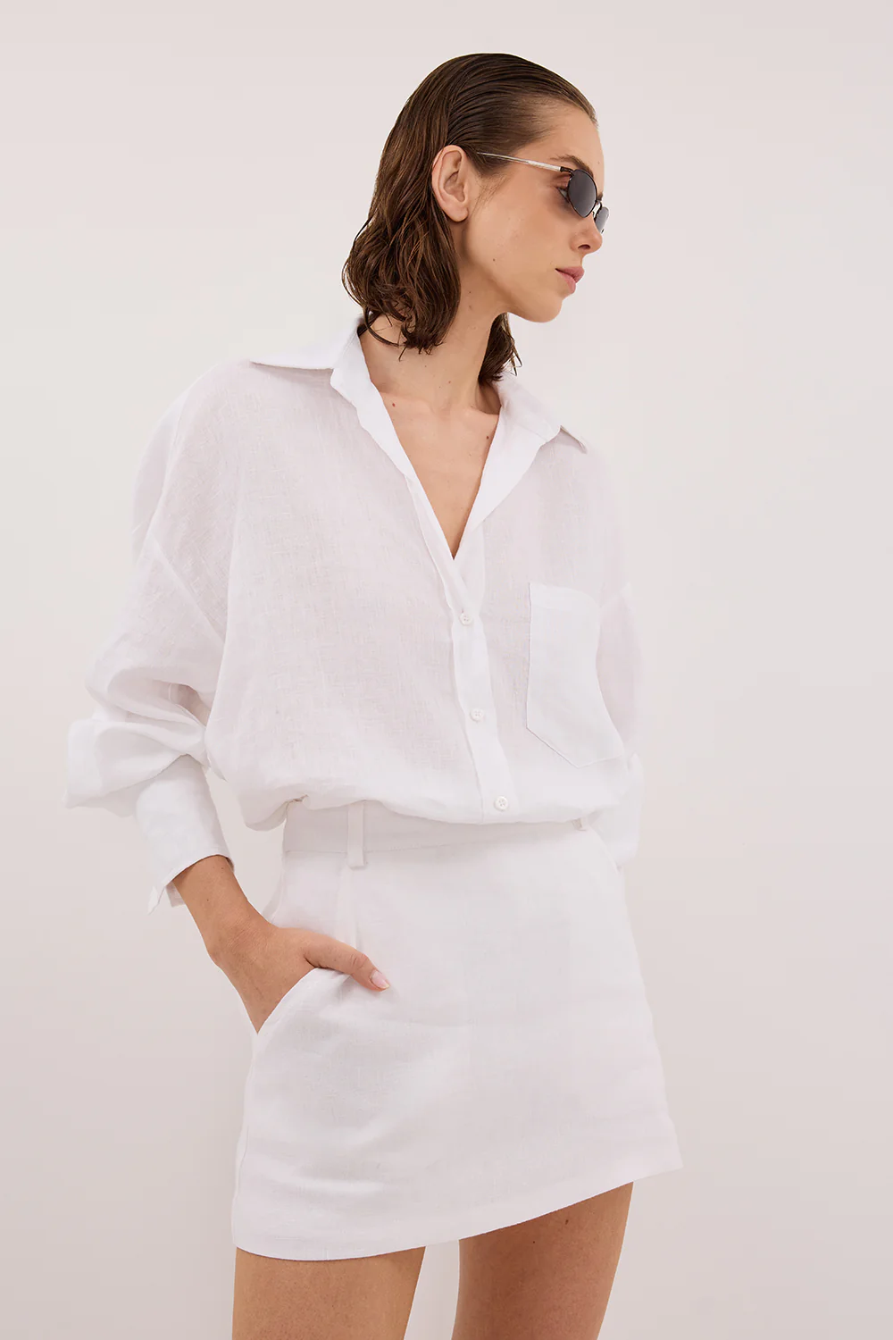 ELLIS WHITE LONG SLEEVE LINEN SHIRT - Gamepaces