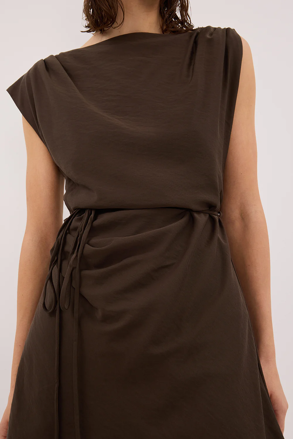 MARMO CHOCOLATE DRAPED MINI DRESS - Gamepaces