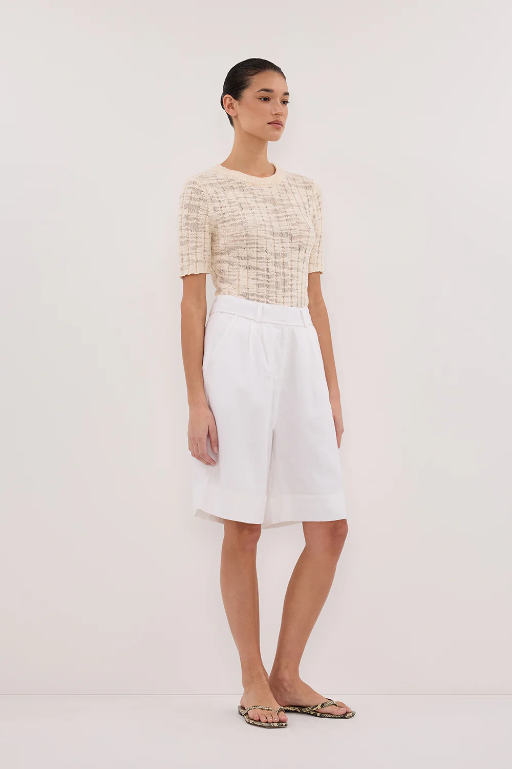 CIA NATURAL CAP SLEEVE KNIT TEE - Gamepaces