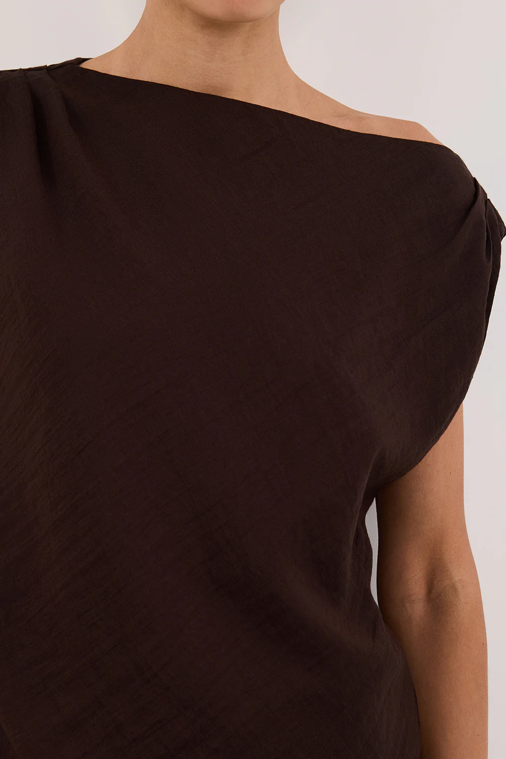 SHYLA BITTER CHOC ASYMMETRICAL TOP - Gamepaces