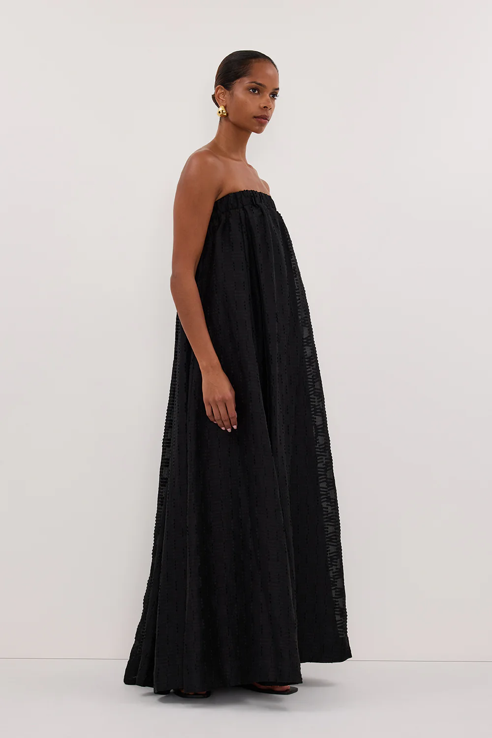 ELBA BLACK SHEER STRAPLESS DRESS - Gamepaces