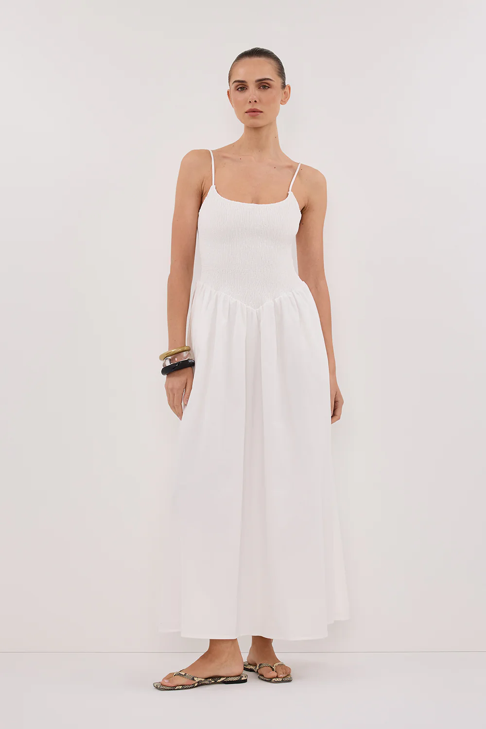 MILANO WHITE COTTON MIDI DRESS - Gamepaces