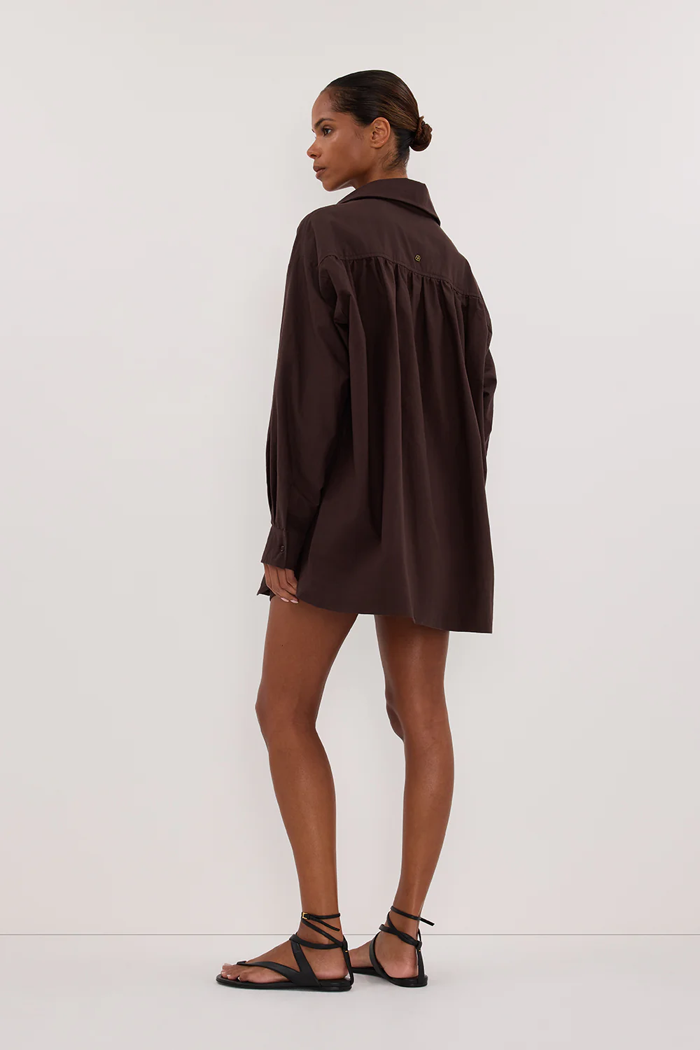 RHEA 2.0 BURNT CHOC OVERSIZED COTTON SHIRT - Gamepaces