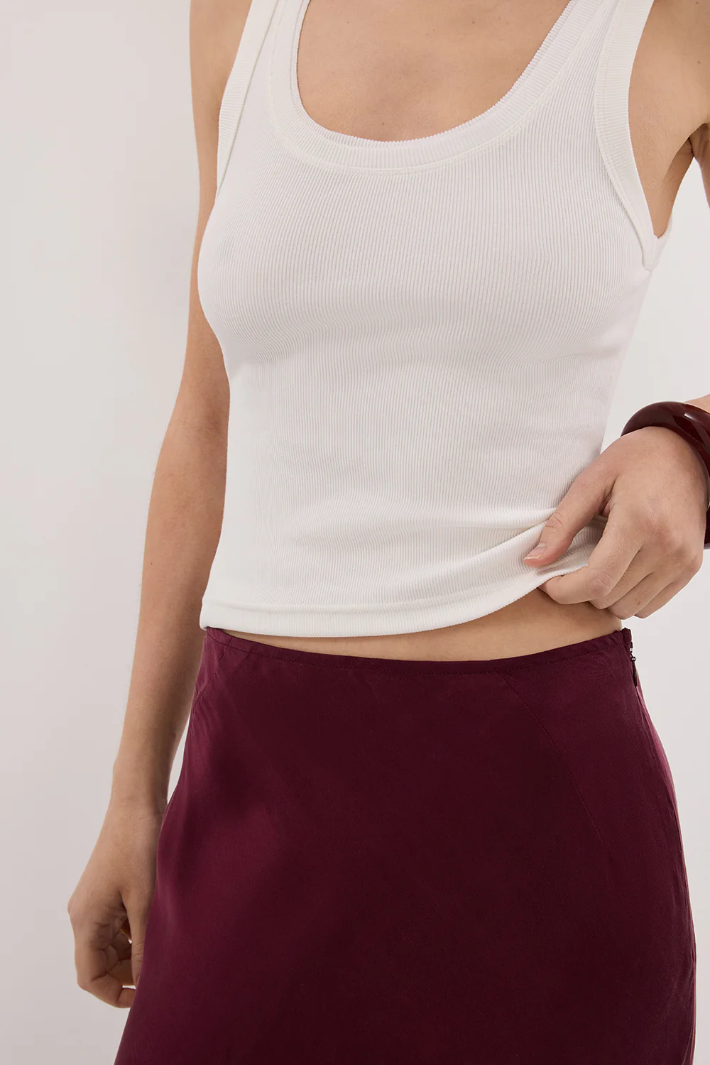 COLETTE MERLOT SILK MIDI SKIRT - Gamepaces