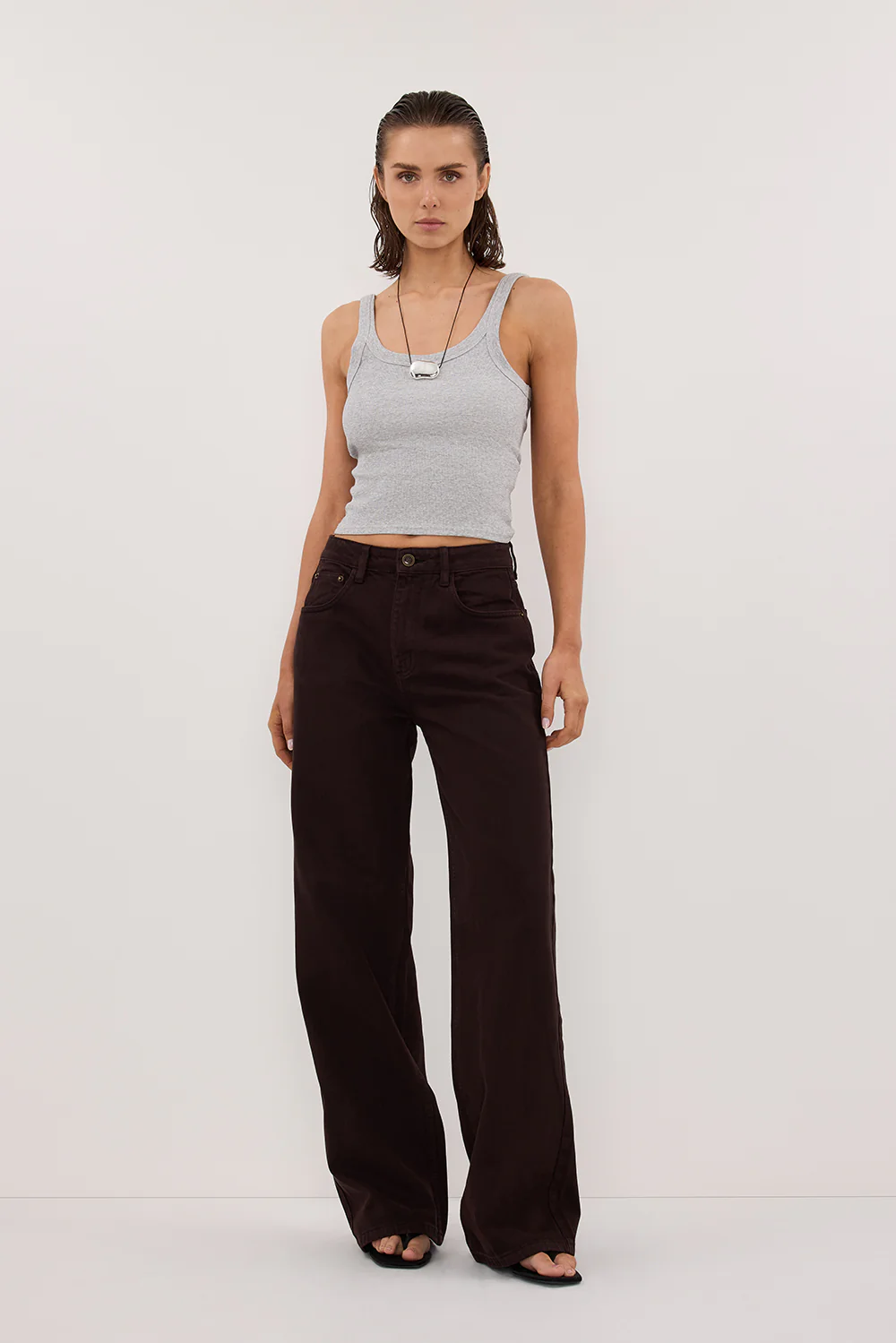 PHOEBE SILVER MARLE SCOOP NECK TANK TOP - Gamepaces