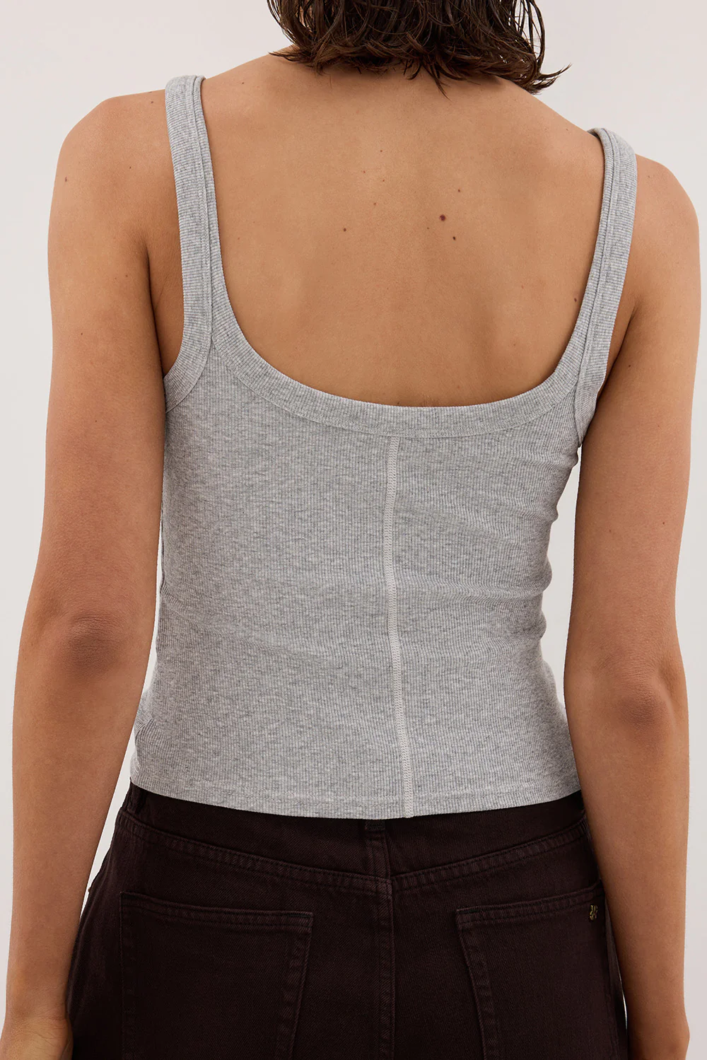 PHOEBE SILVER MARLE SCOOP NECK TANK TOP - Gamepaces